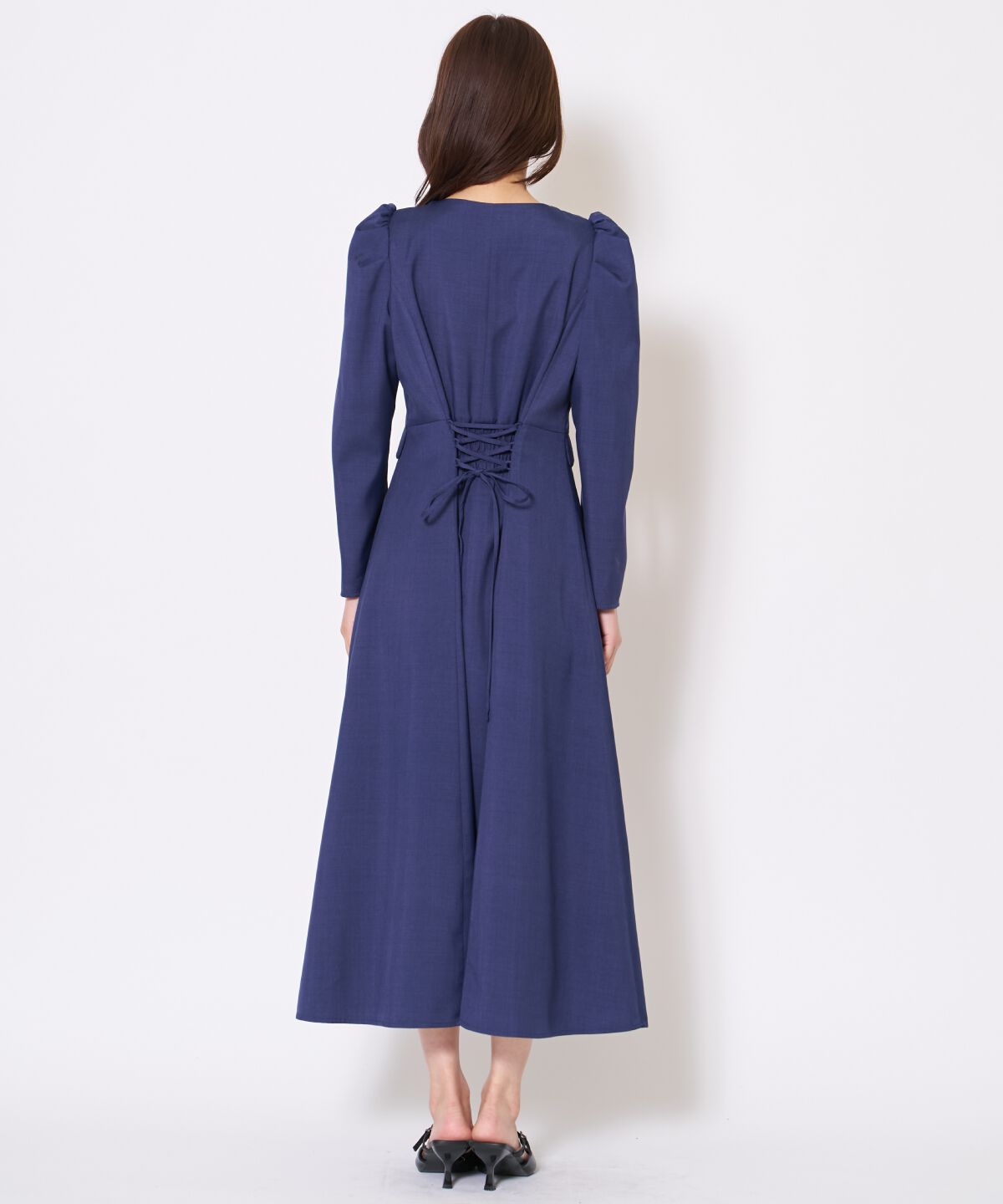 アンドクチュール「Vネックパフスリーブワンピース」|ワンピース|