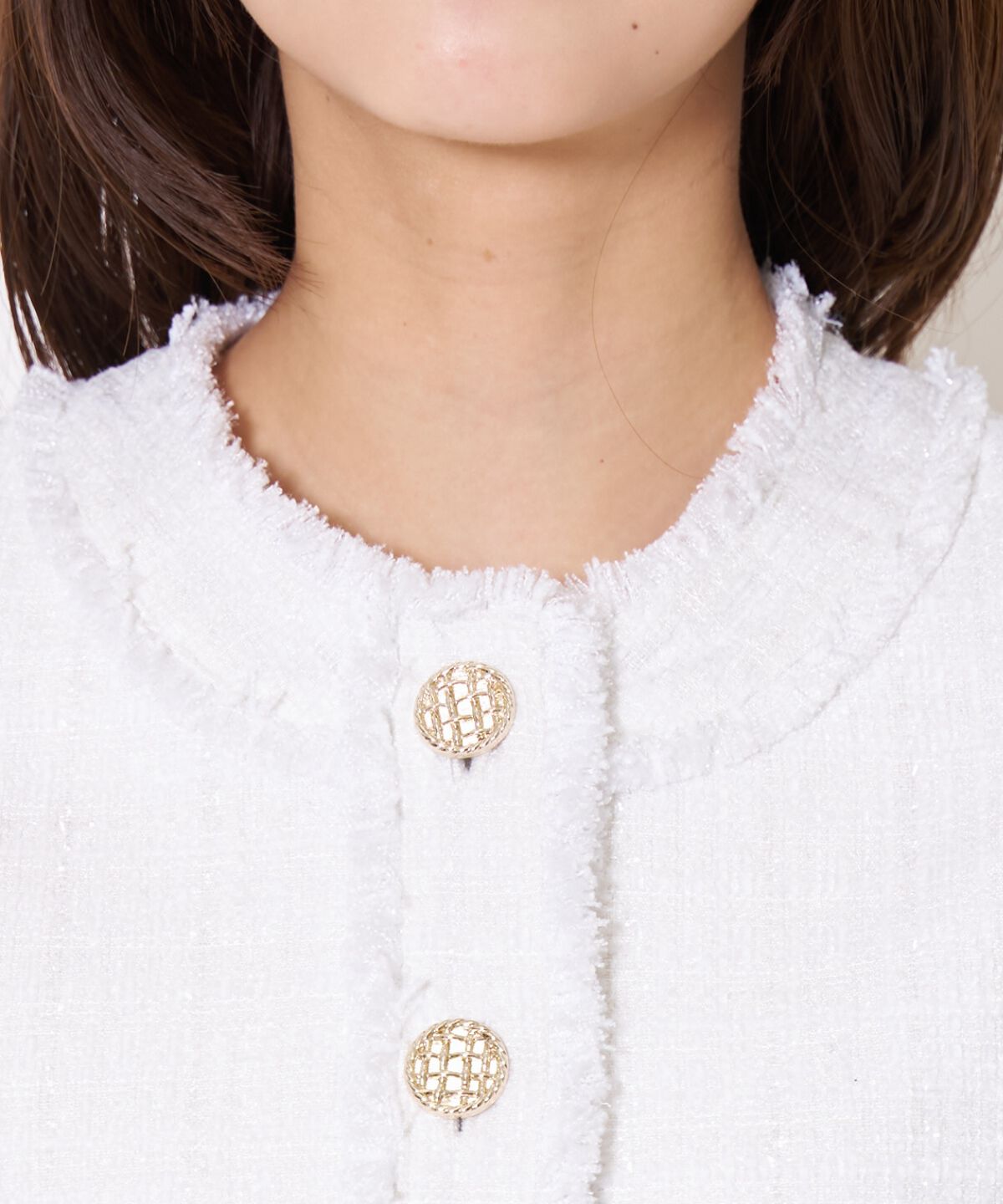 アンドクチュール「ツイードジャケット」|ノーカラージャケット|