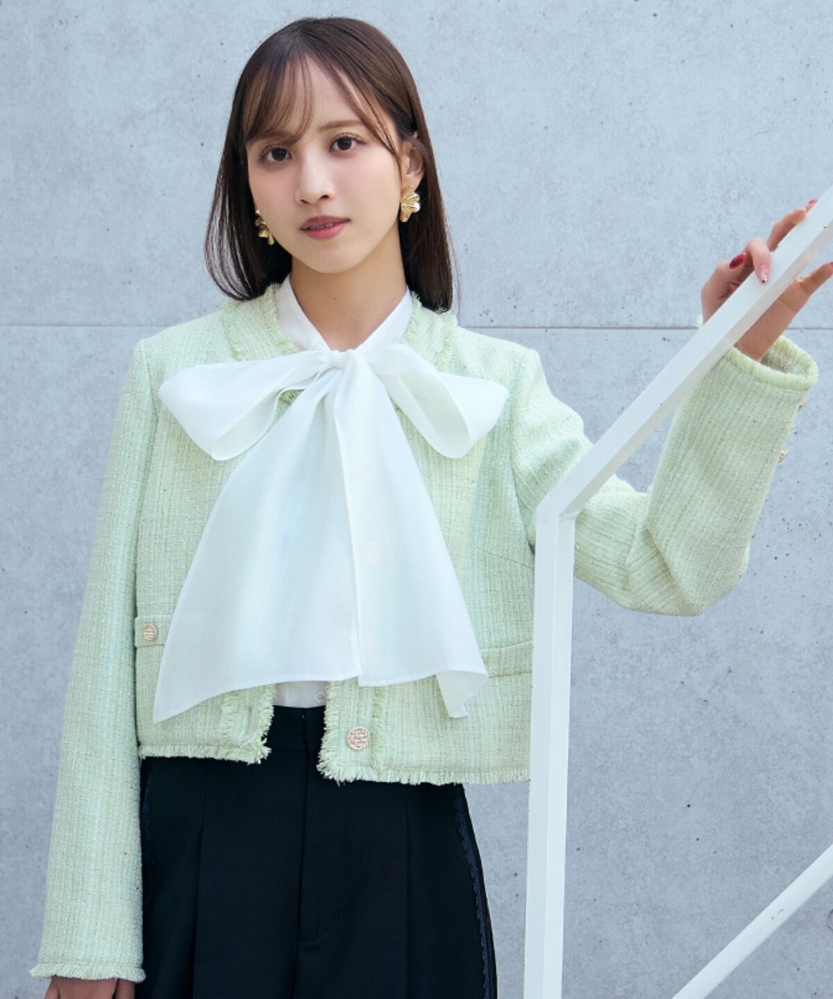 アンドクチュール「ツイードジャケット」|ノーカラージャケット|