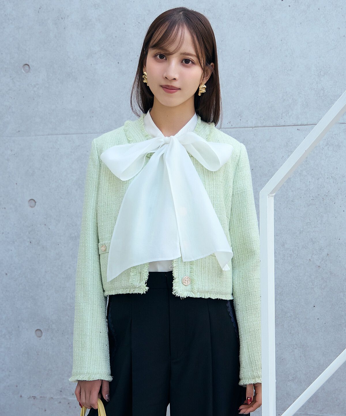 アンドクチュール「ツイードジャケット」|ノーカラージャケット|