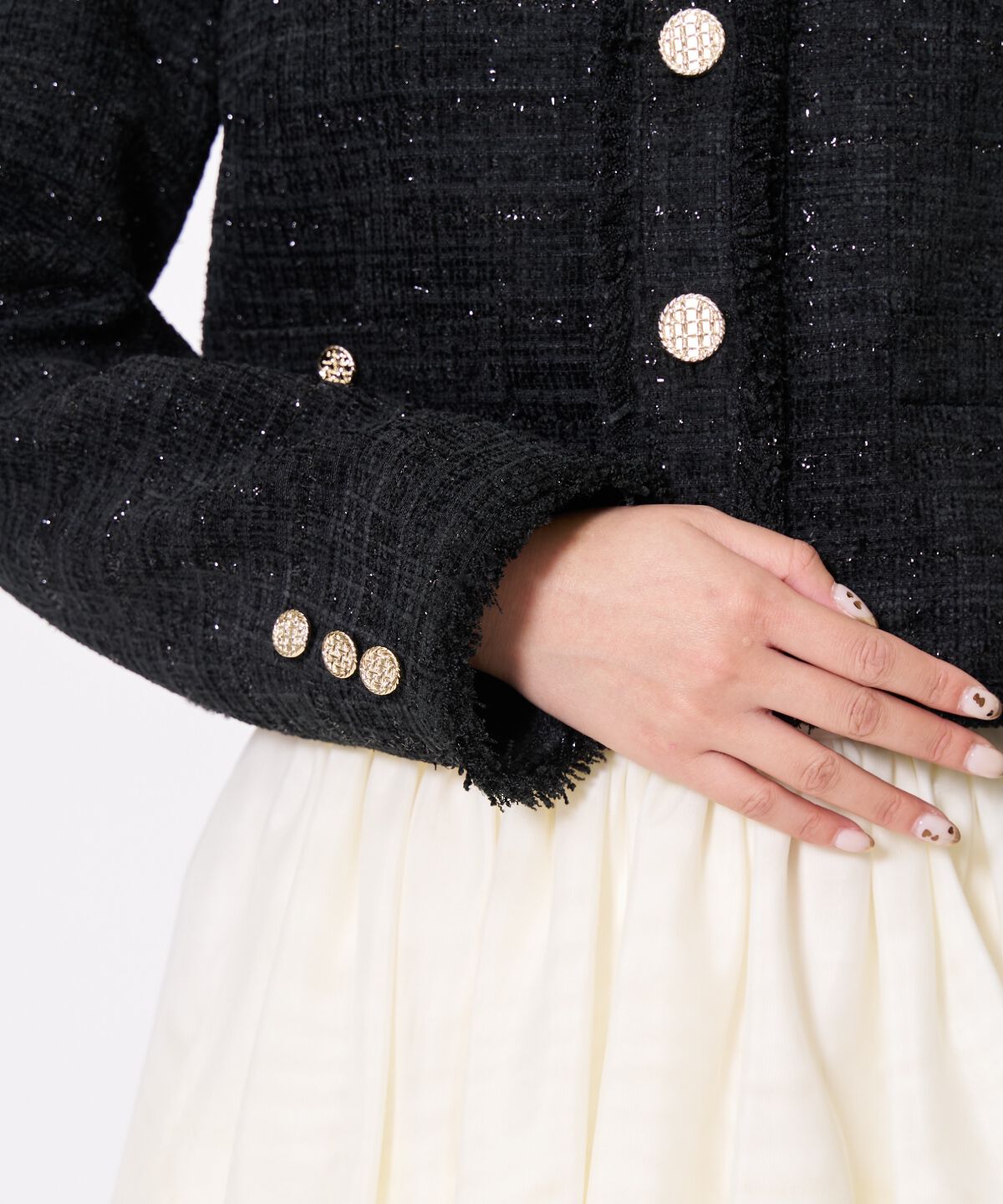 アンドクチュール「ツイードジャケット」|ノーカラージャケット|