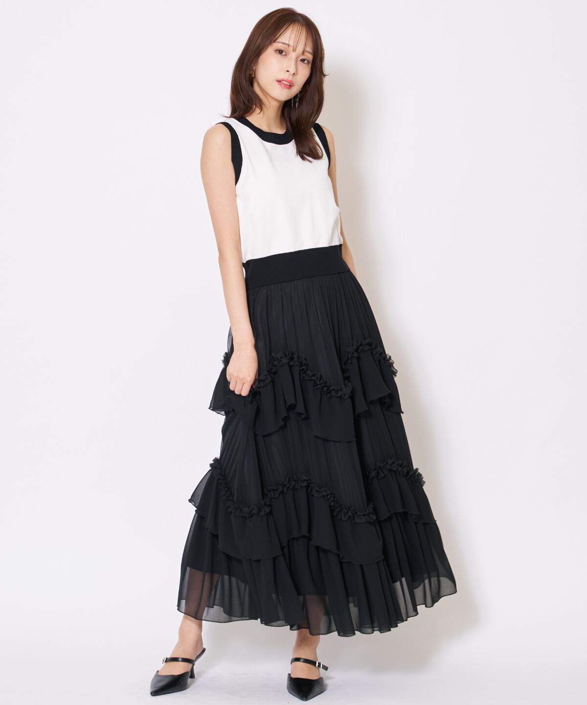 アンドクチュール「バイカラーニットアンサンブル」|カーディガン|