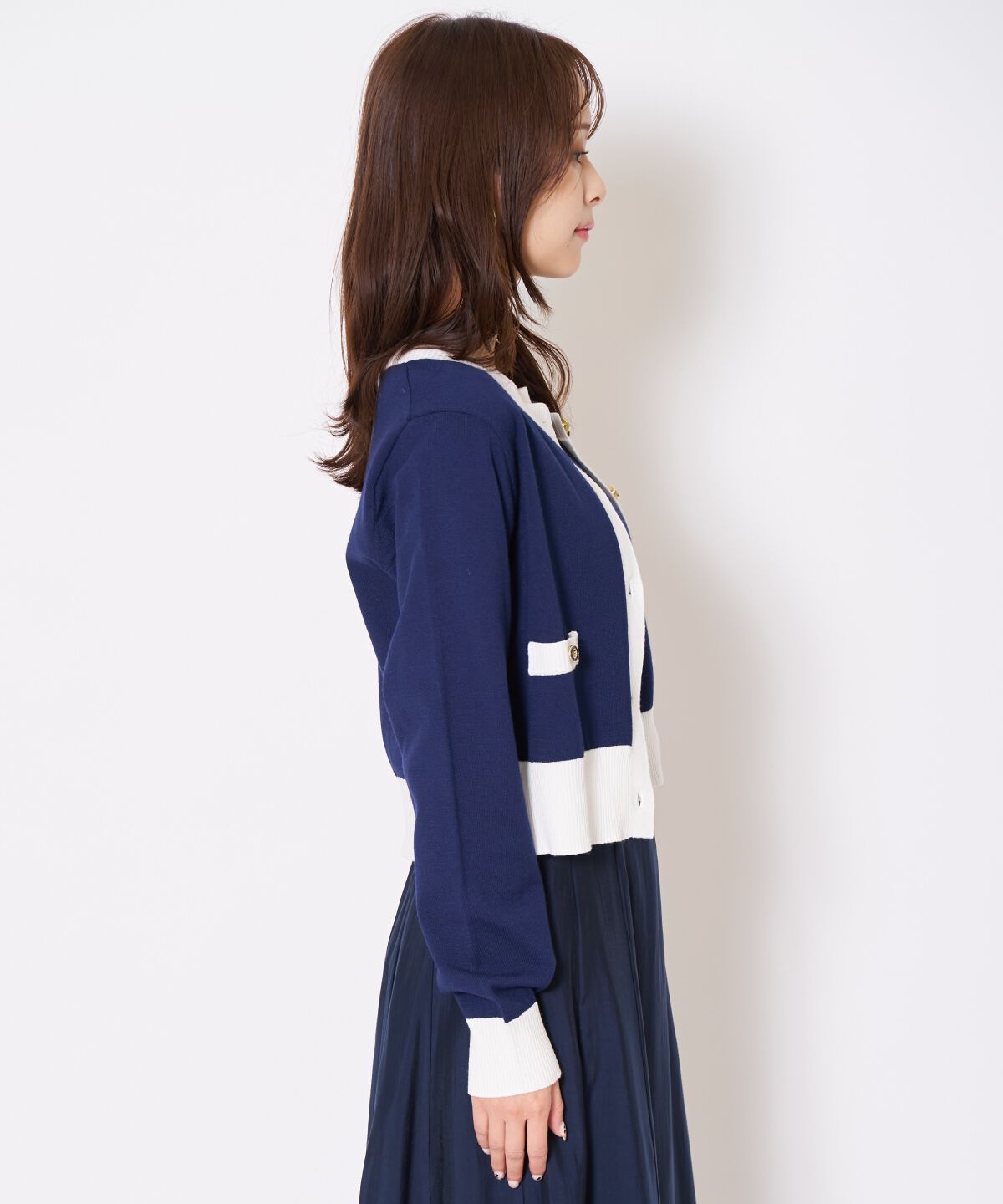 アンドクチュール「バイカラーニットアンサンブル」|カーディガン|