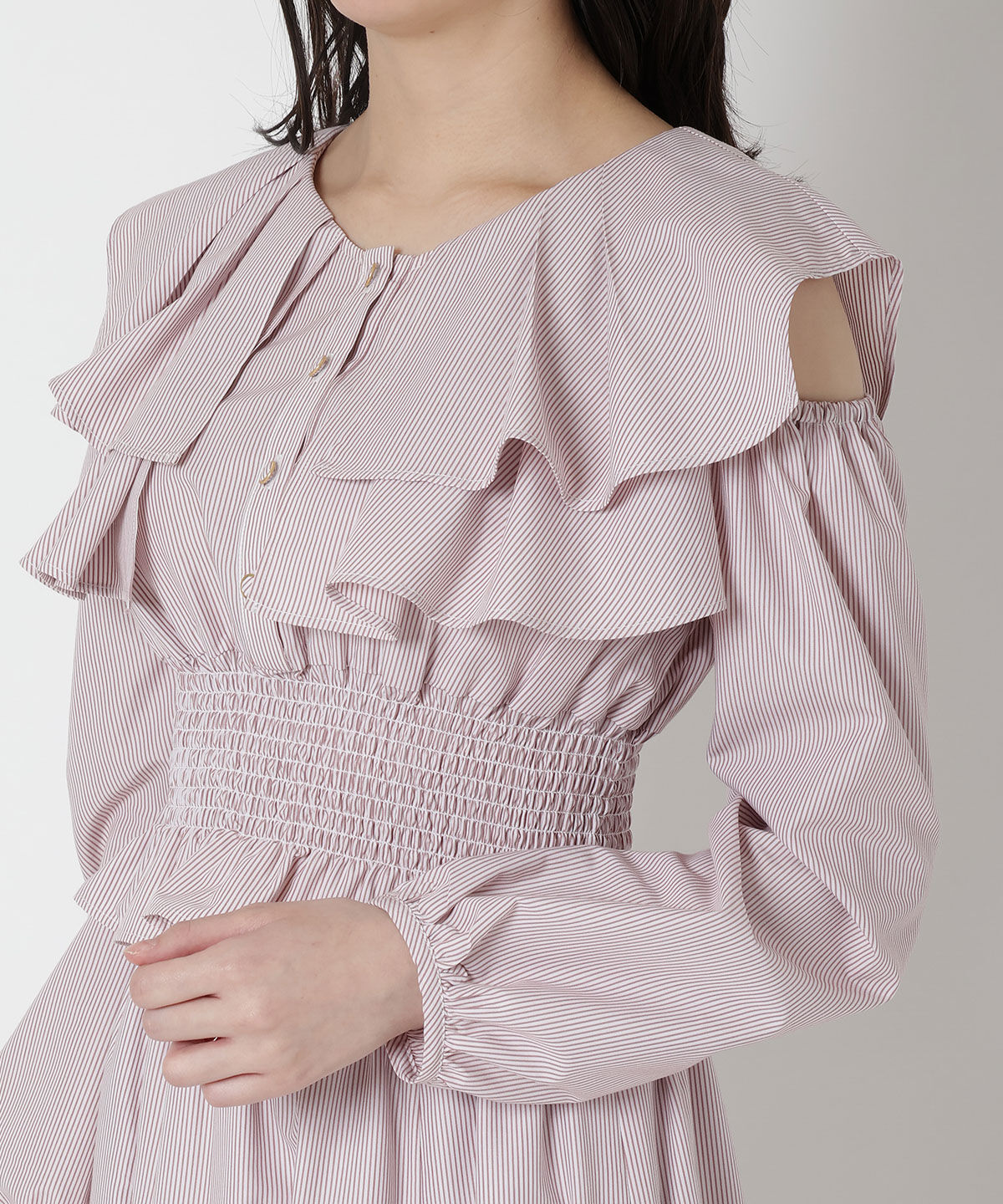 REDYAZEL「ストライプ肩あきブラウス」|シャツ・ブラウス|