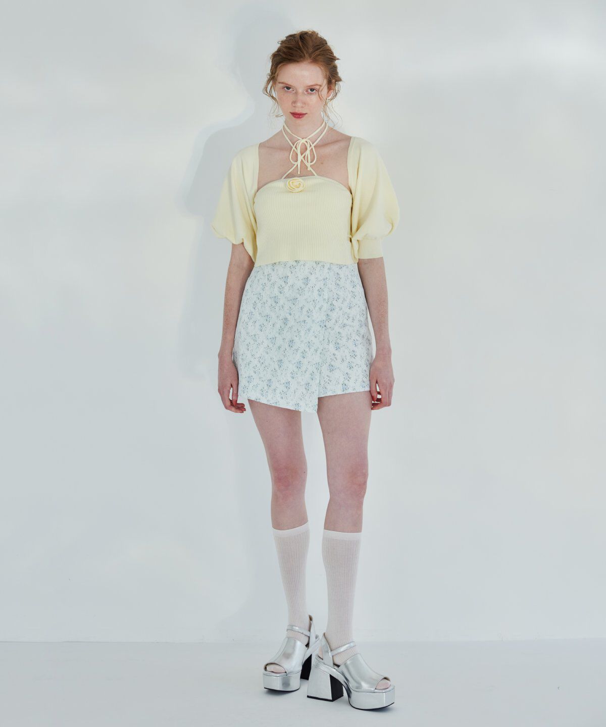 REDYAZEL「フラワーレーススカショーパン」|キュロット|ブルー