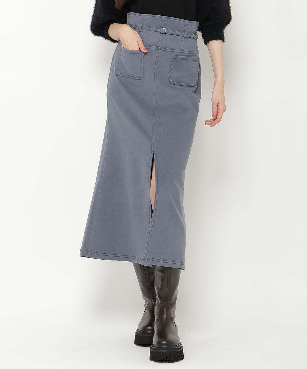 REDYAZEL「配色ステッチＡラインスカート」|タイト|