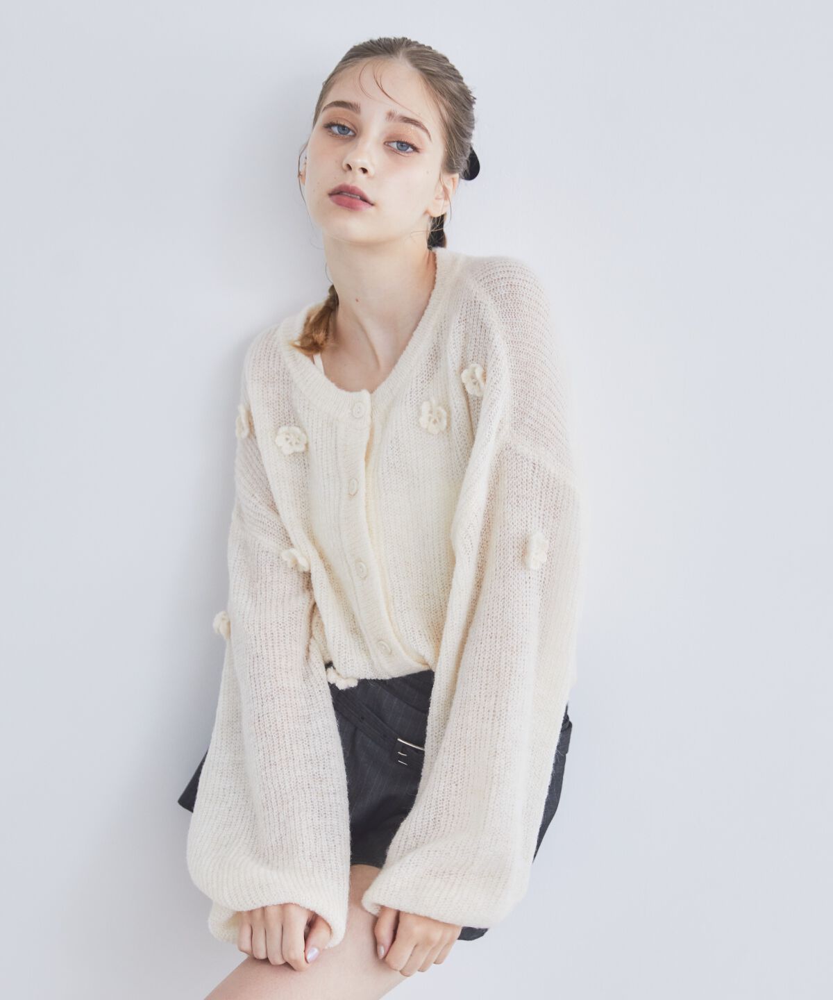 REDYAZEL「クロシェフラワーカーディガン」|カーディガン|ホワイト