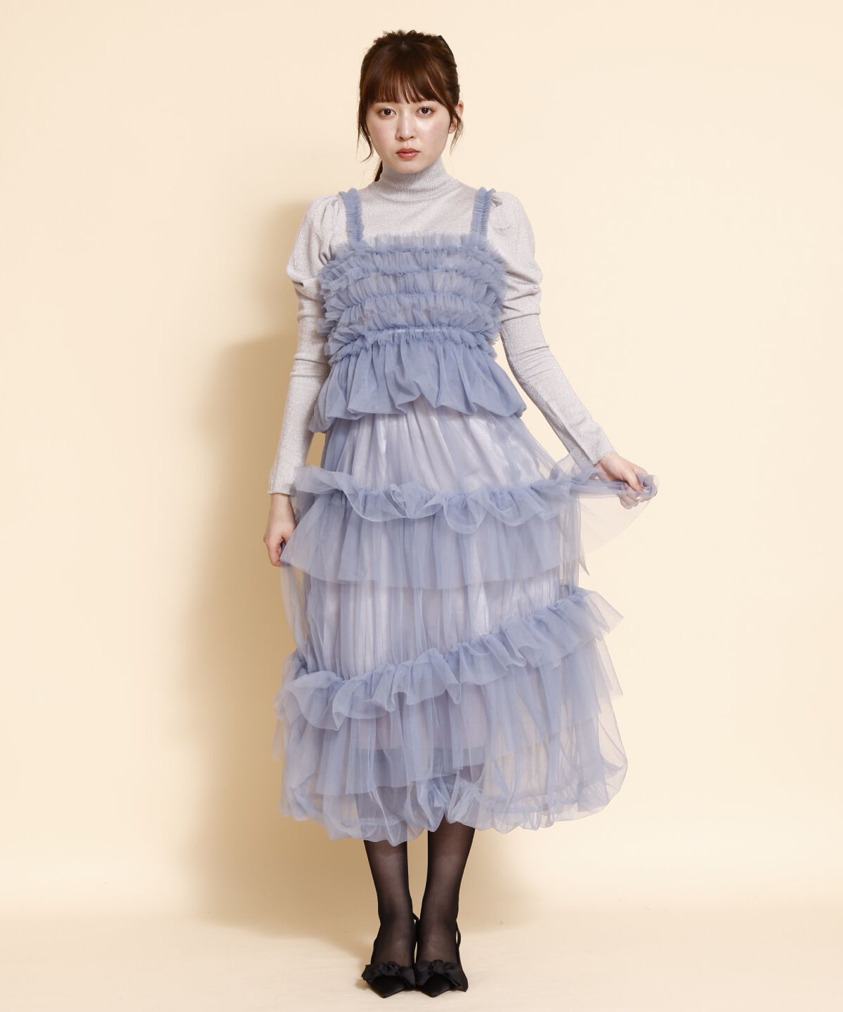 REDYAZEL「チュールフリルティアードスカート」|フレア|
