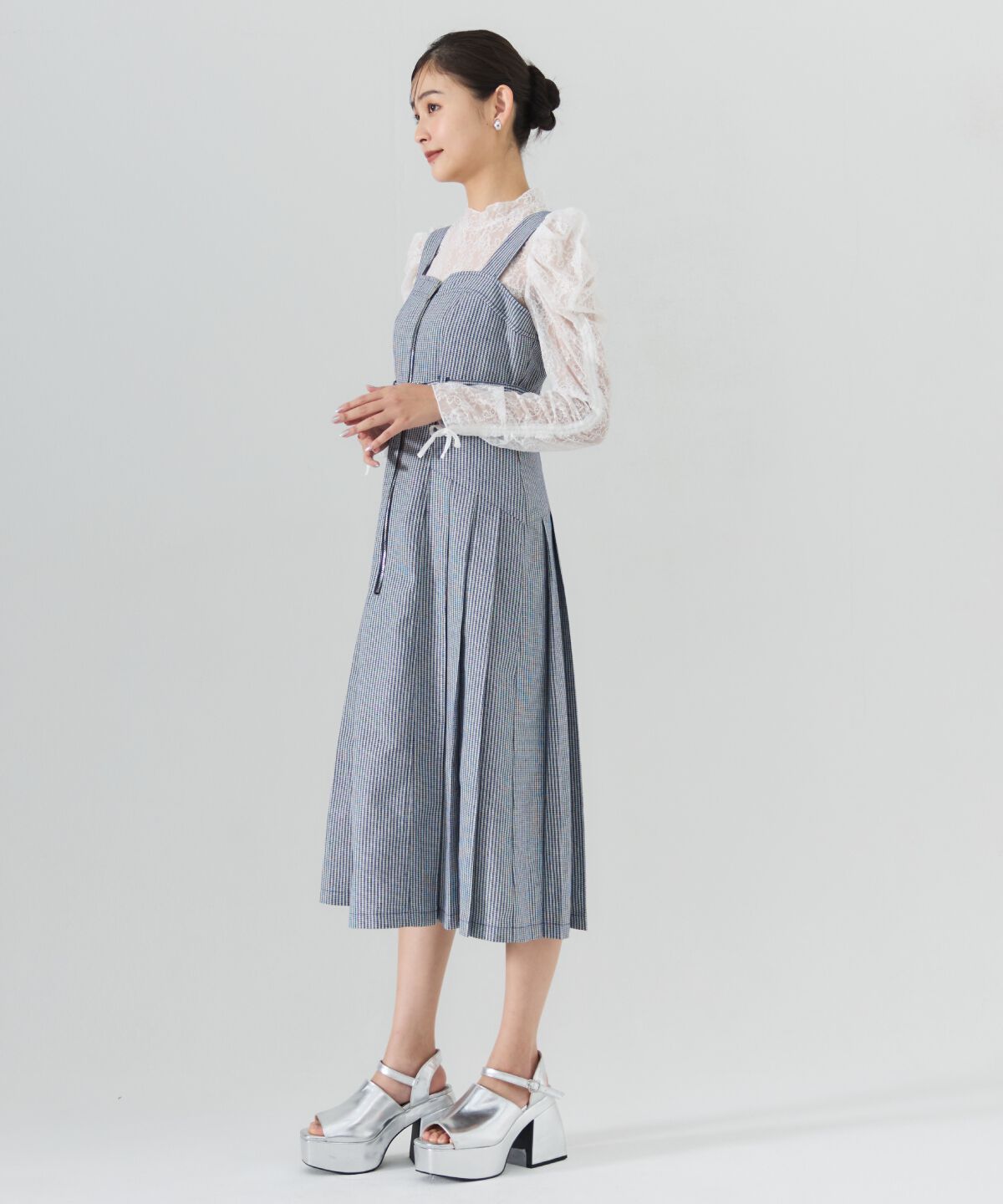 REDYAZEL「サイドプリーツジャンパースカート」|ジャンパースカート|