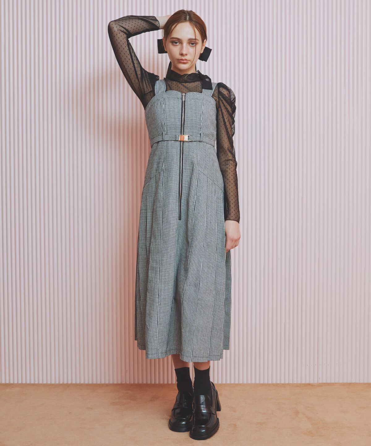 REDYAZEL「サイドプリーツジャンパースカート」|ジャンパースカート|