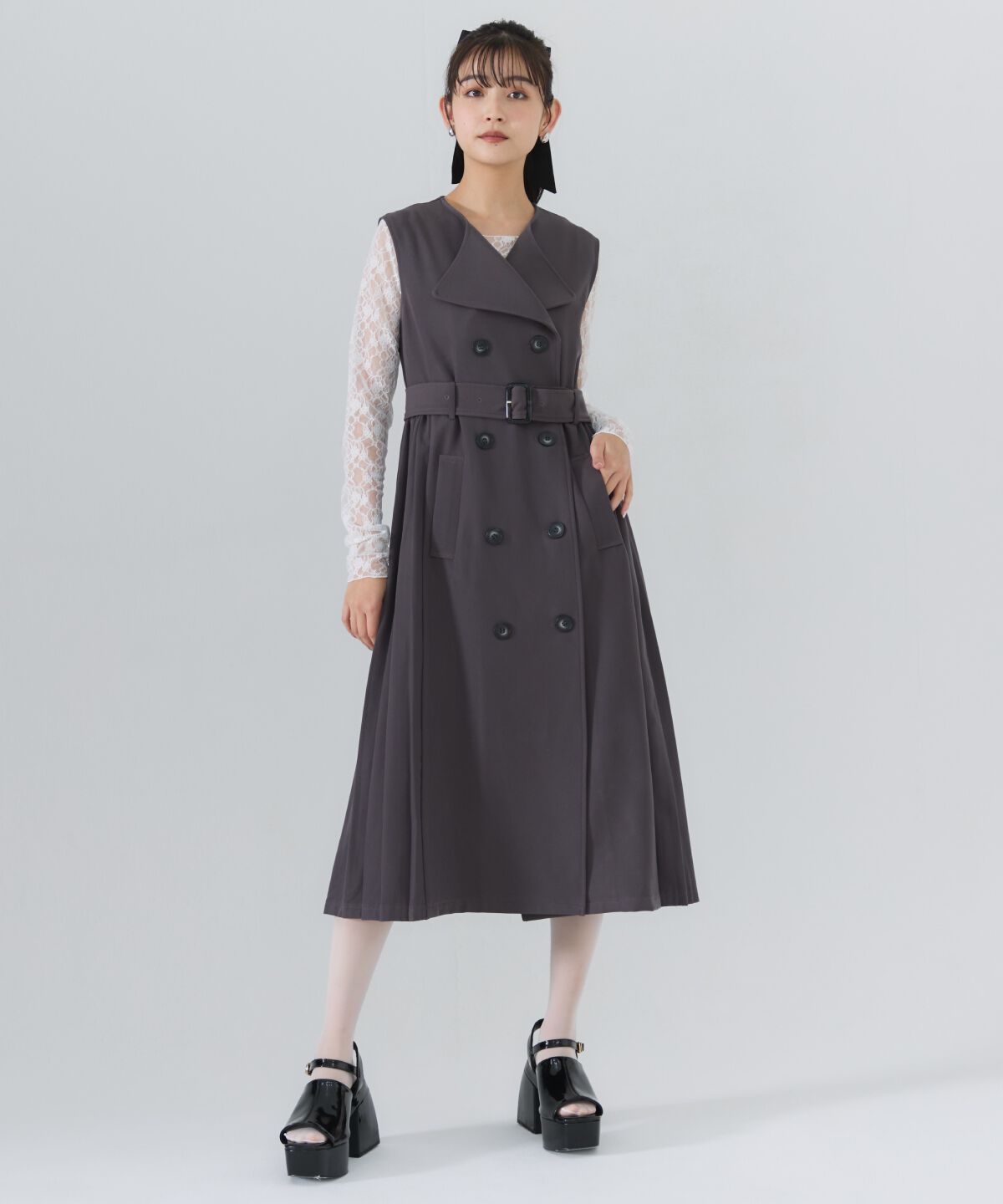 REDYAZEL「3WAYサイドプリーツトレンチコート」|トレンチコート|