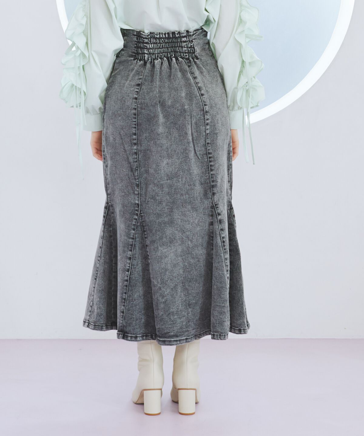 REDYAZEL「フロントジップデニムマーメイドスカート」|タイト|