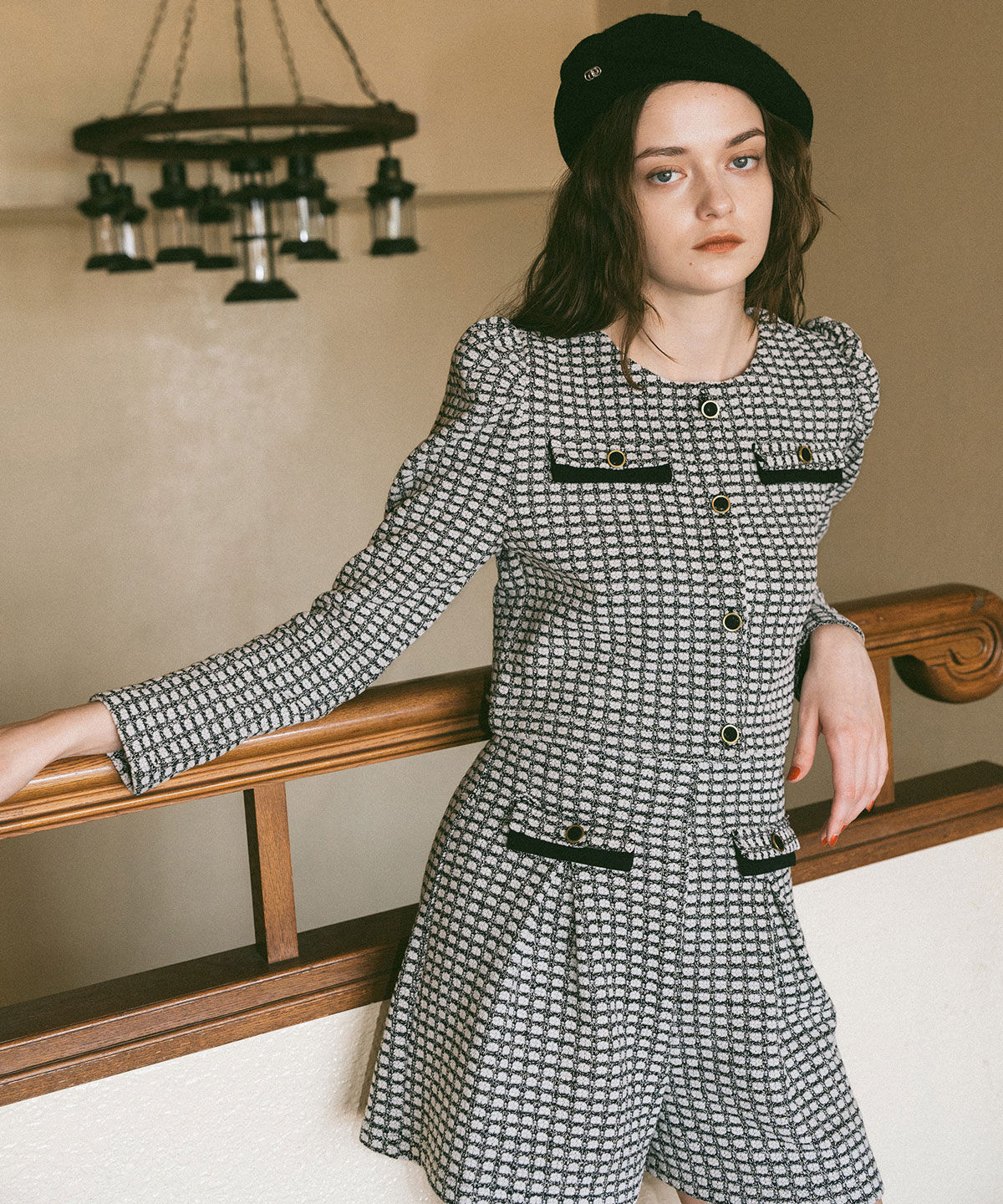 REDYAZEL「カットツイードジャケット&times;ショートパンツセットアップ」|ワンピース|