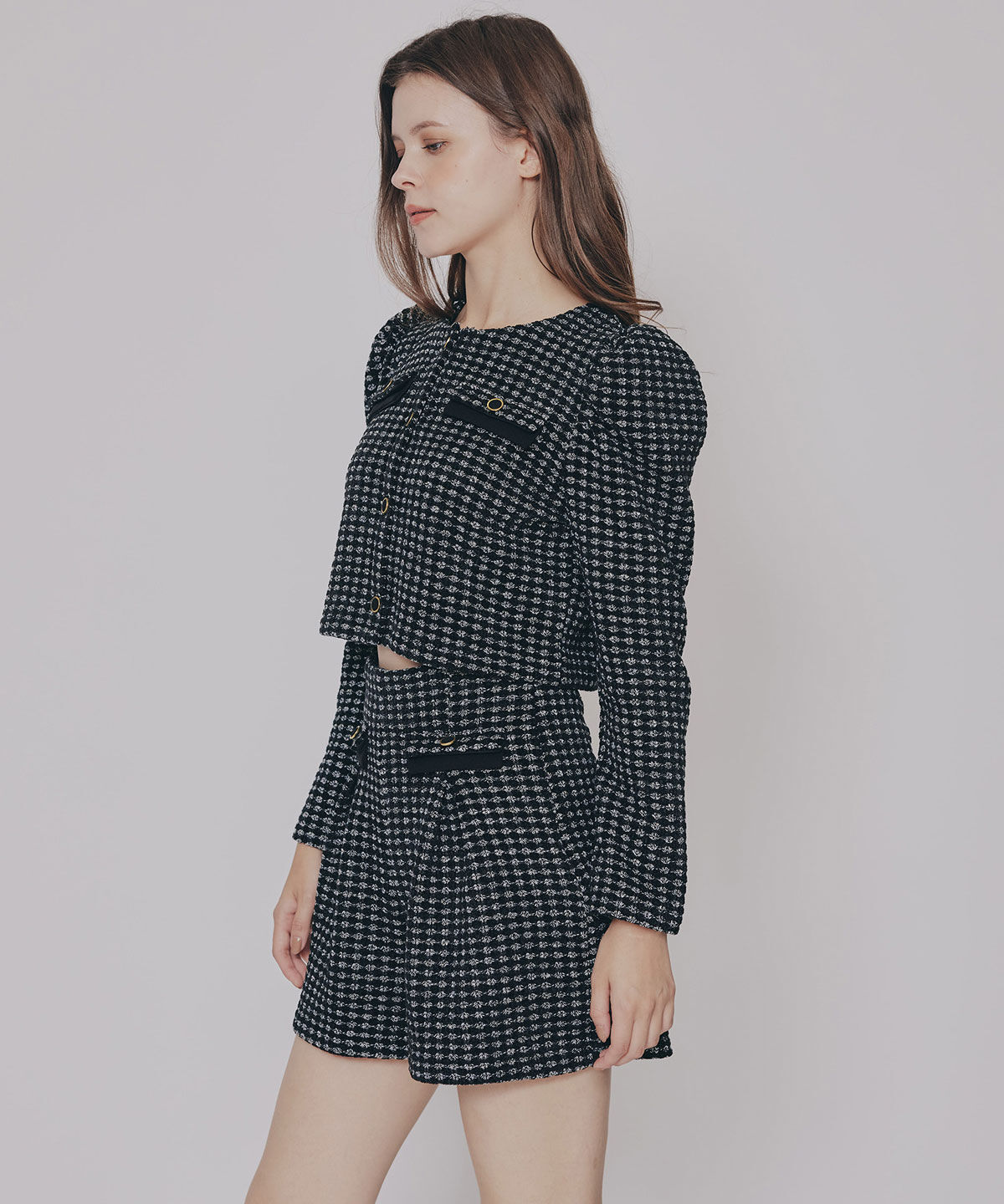 REDYAZEL「カットツイードジャケット&times;ショートパンツセットアップ」|ワンピース|