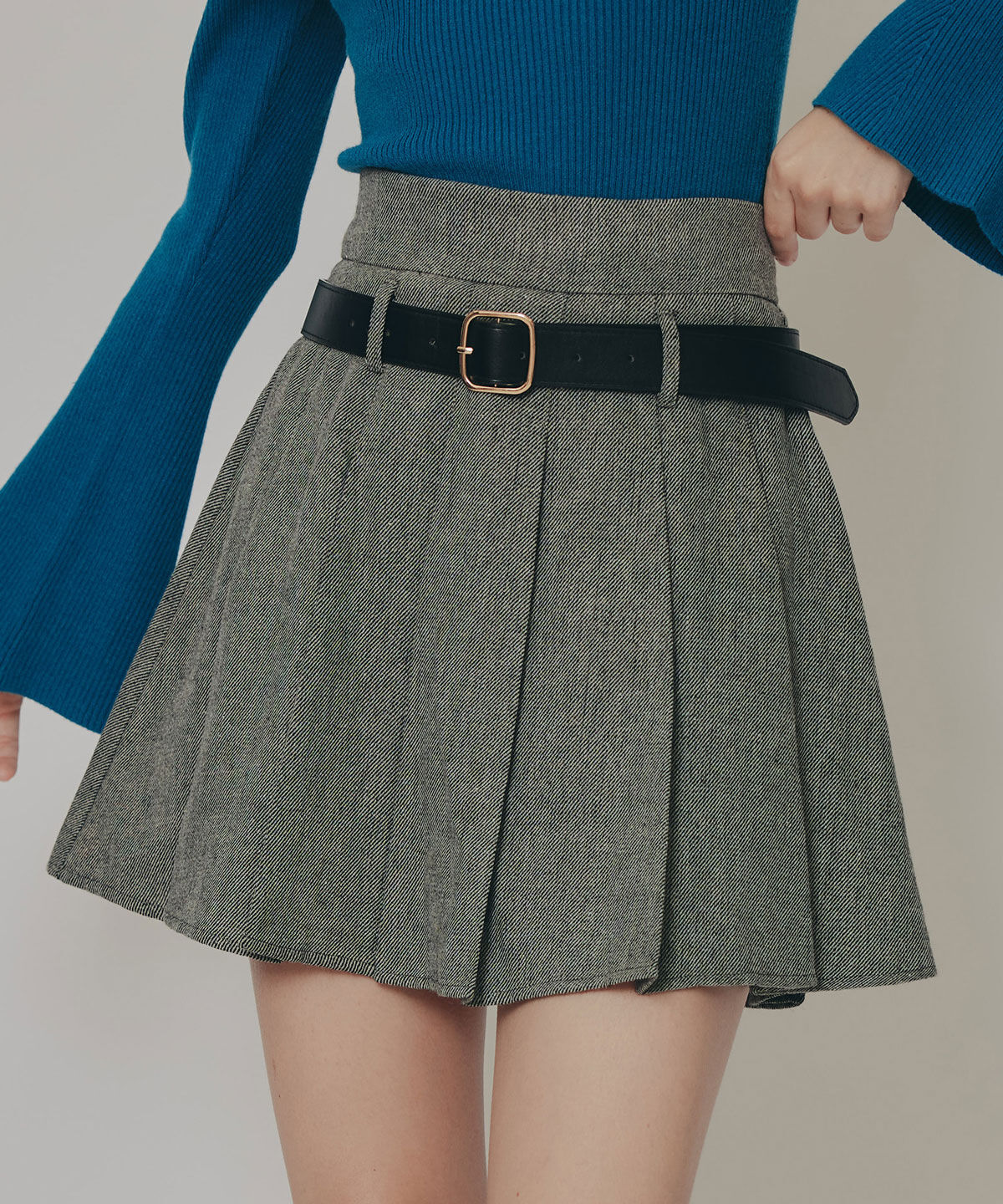 REDYAZEL「ローベルトプリーツミニスカート」|フレア|ブラック