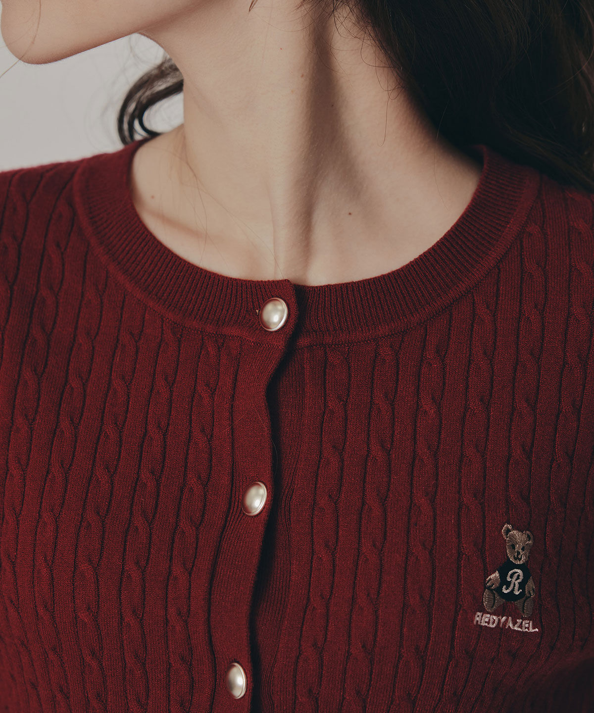 REDYAZEL「Azelyミニケーブルニットカーディガン」|カーディガン|