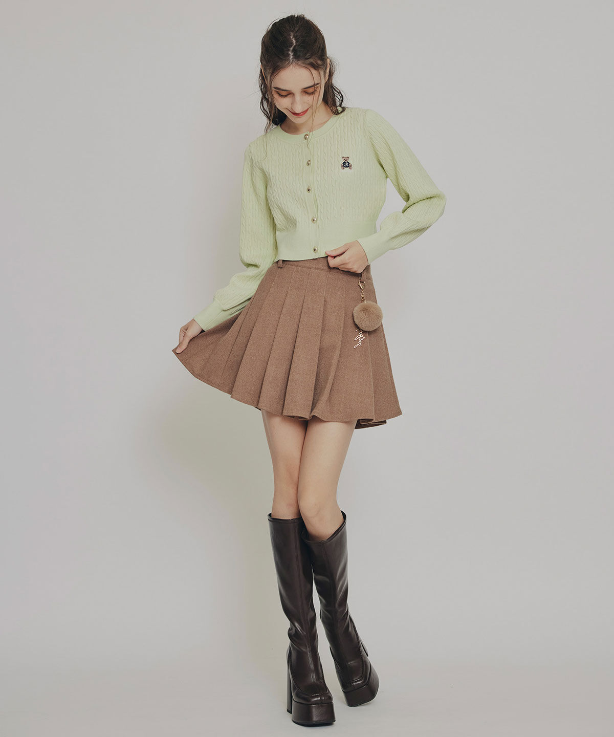 REDYAZEL「Azelyミニケーブルニットカーディガン」|カーディガン|