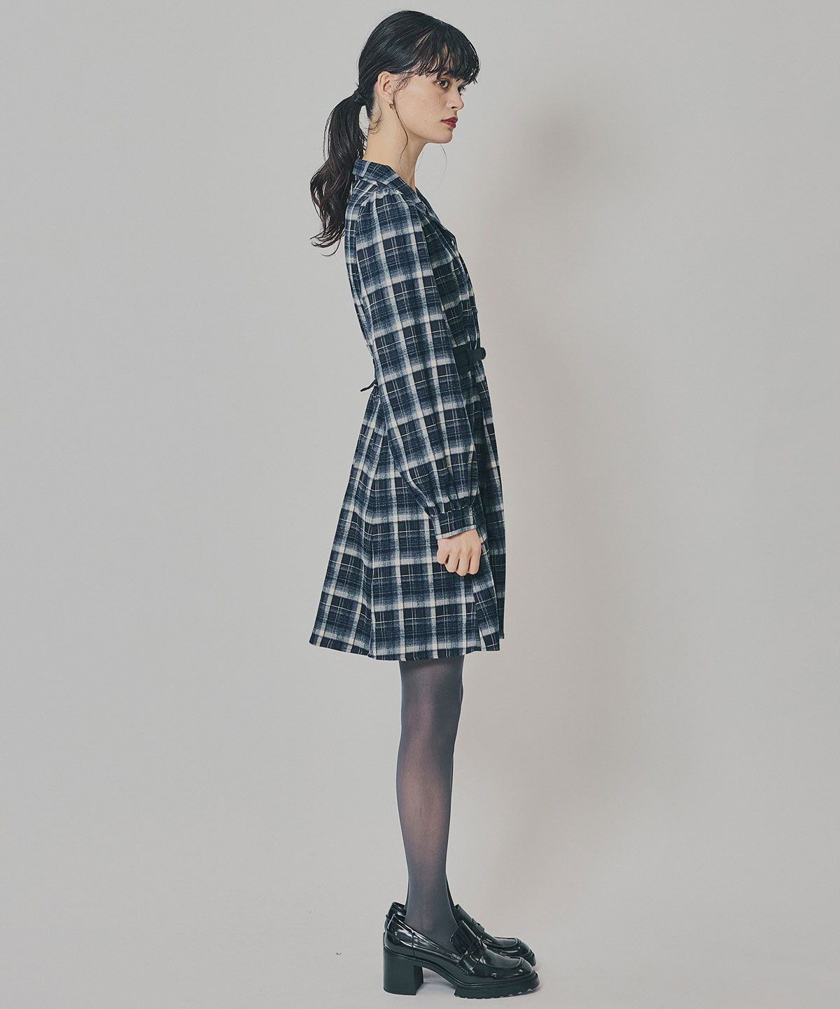 REDYAZEL「ウエストベルトチェックミニワンピース」|ワンピース|