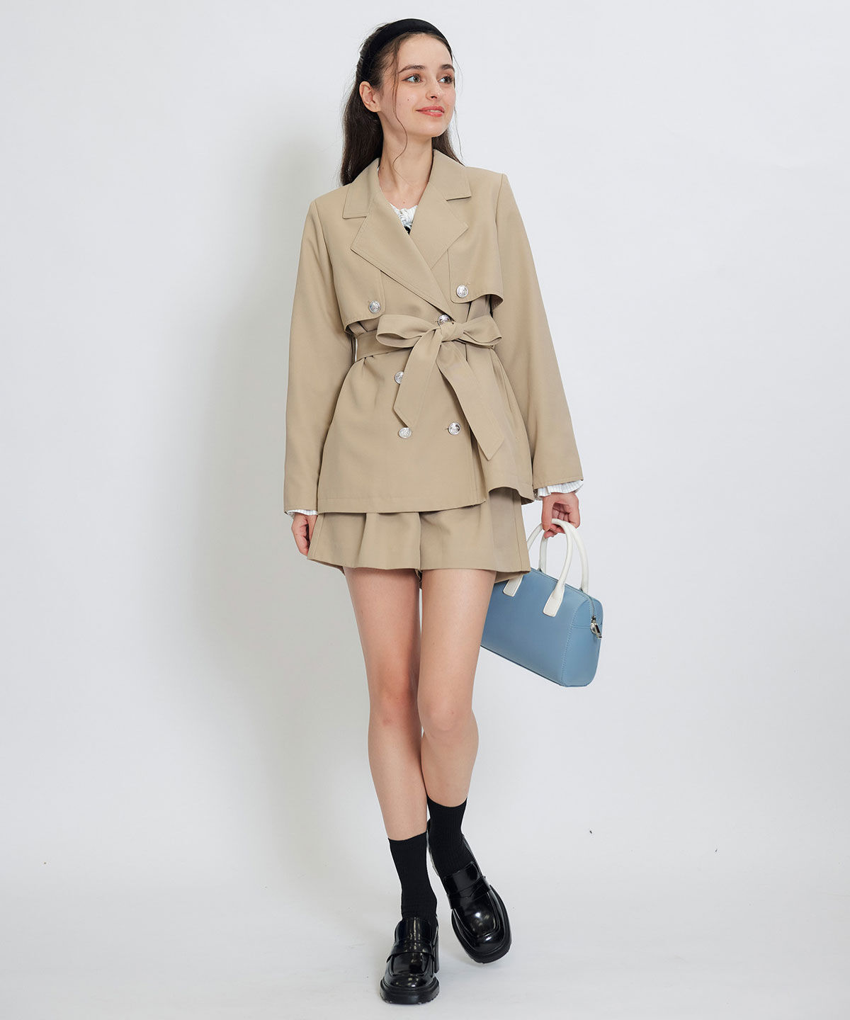 REDYAZEL「2WAYエンブレムボタンミドルトレンチコート」|トレンチコート|