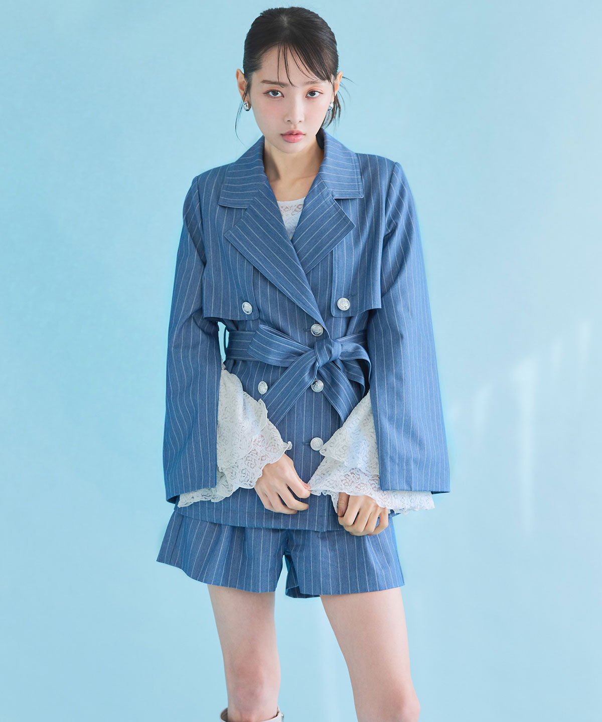 REDYAZEL「2WAYエンブレムボタンミドルトレンチコート」|トレンチコート|