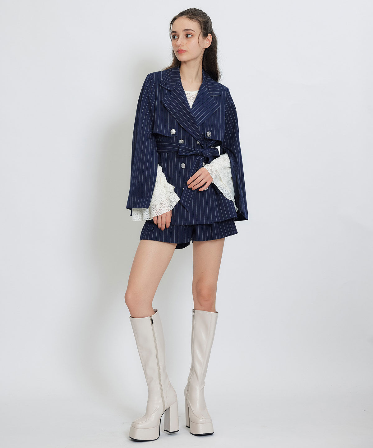 REDYAZEL「2WAYエンブレムボタンミドルトレンチコート」|トレンチコート|