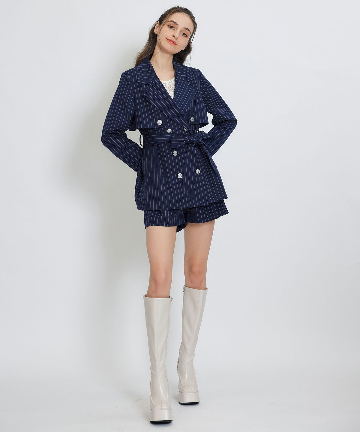 REDYAZEL「2WAYエンブレムボタンミドルトレンチコート」|トレンチコート|