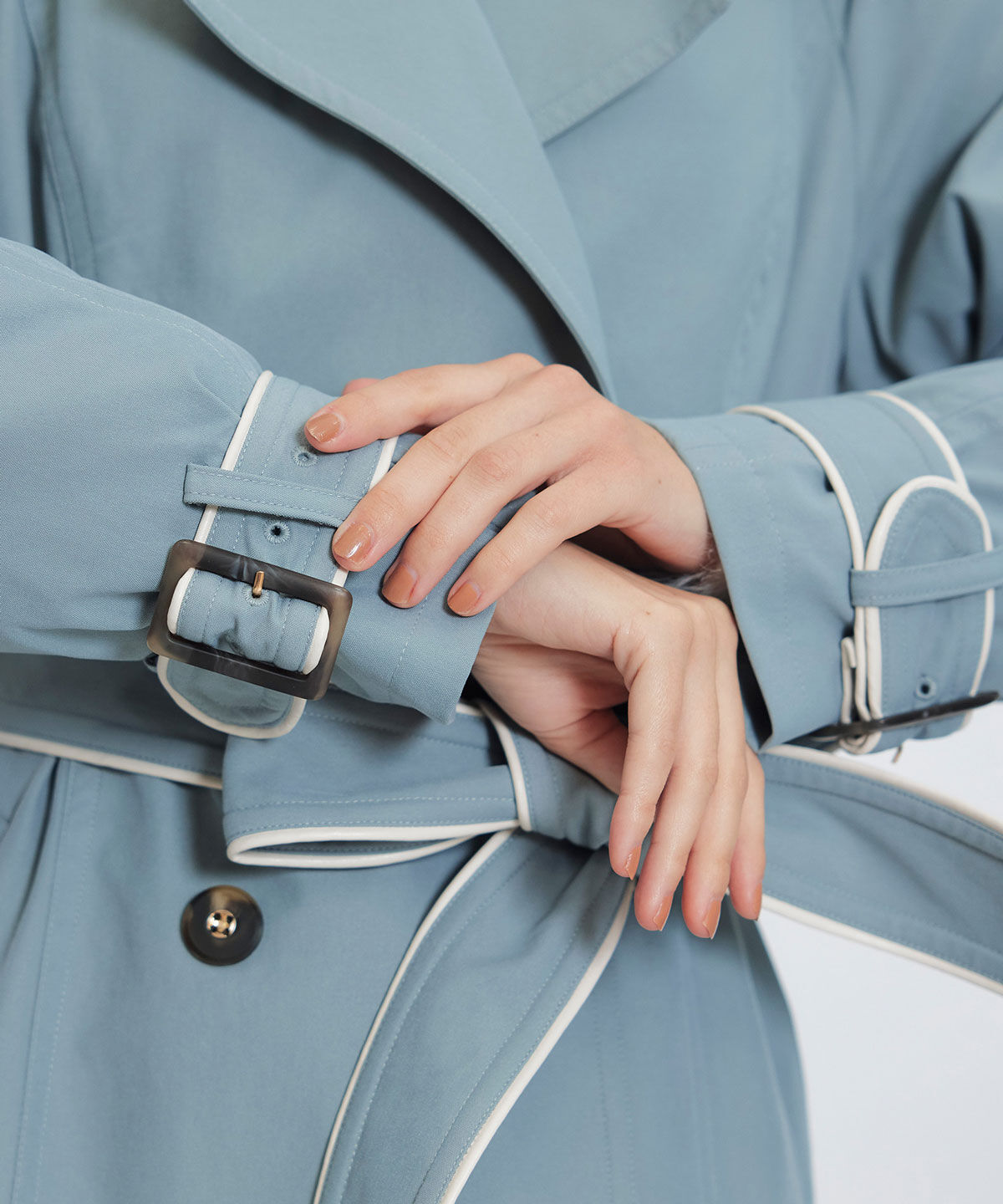 REDYAZEL「バックベルトデザインパイピングロングトレンチコート」|トレンチコート|