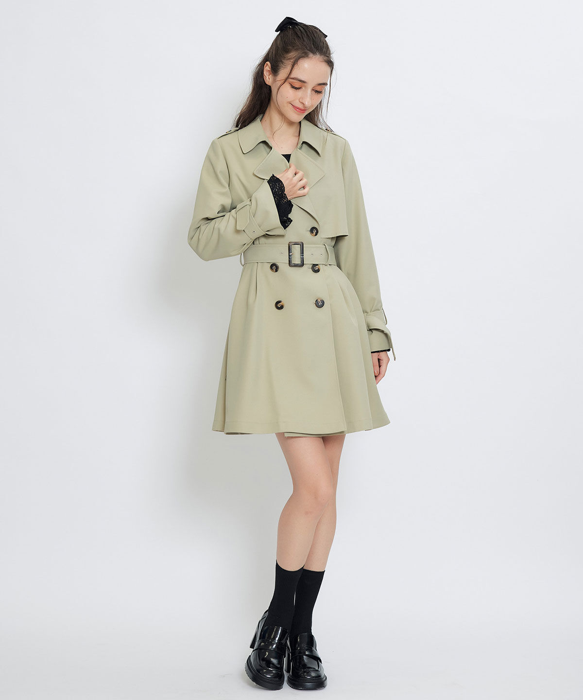 REDYAZEL「ウエストベルトショートトレンチコート」|トレンチコート|