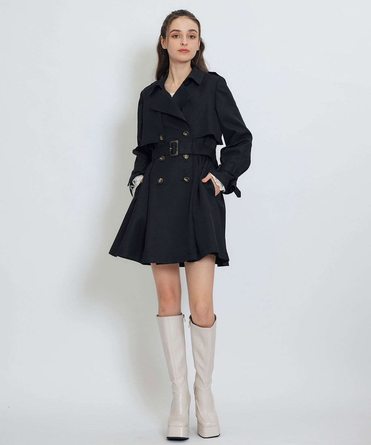 REDYAZEL「ウエストベルトショートトレンチコート」|トレンチコート|