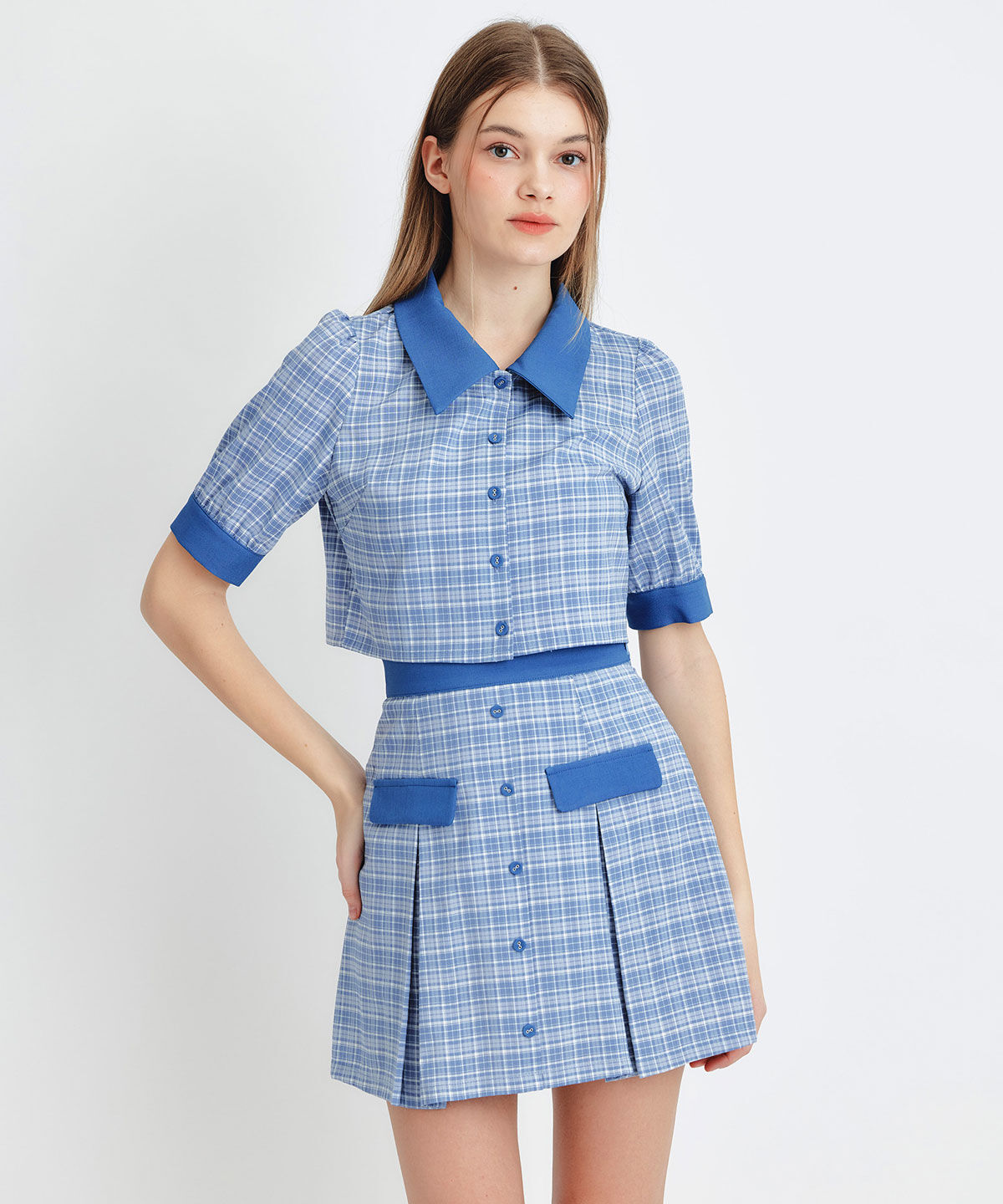 REDYAZEL「ﾌﾟﾚｯﾋﾟｰﾈｸﾀｲﾁｪｯｸﾌﾞﾗｳｽ&times;ﾌﾟﾘｰﾂﾐﾆｽｶｰﾄｾ  」|ワンピース|