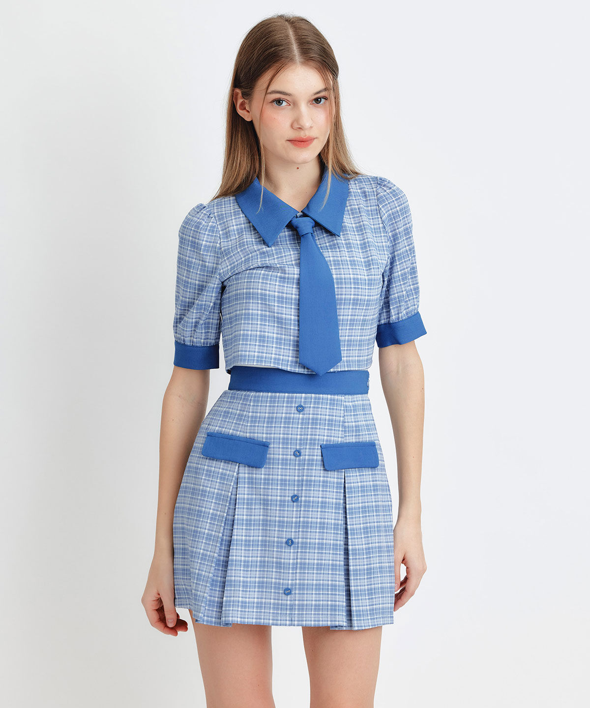 REDYAZEL「ﾌﾟﾚｯﾋﾟｰﾈｸﾀｲﾁｪｯｸﾌﾞﾗｳｽ&times;ﾌﾟﾘｰﾂﾐﾆｽｶｰﾄｾ  」|ワンピース|