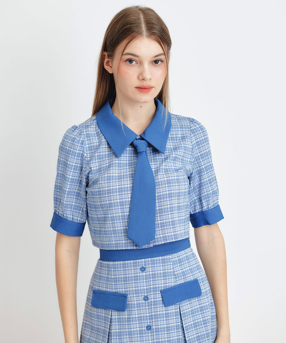 REDYAZEL「ﾌﾟﾚｯﾋﾟｰﾈｸﾀｲﾁｪｯｸﾌﾞﾗｳｽ&times;ﾌﾟﾘｰﾂﾐﾆｽｶｰﾄｾ  」|ワンピース|