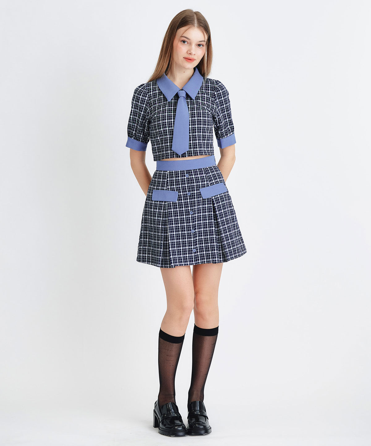 REDYAZEL「ﾌﾟﾚｯﾋﾟｰﾈｸﾀｲﾁｪｯｸﾌﾞﾗｳｽ&times;ﾌﾟﾘｰﾂﾐﾆｽｶｰﾄｾ  」|ワンピース|