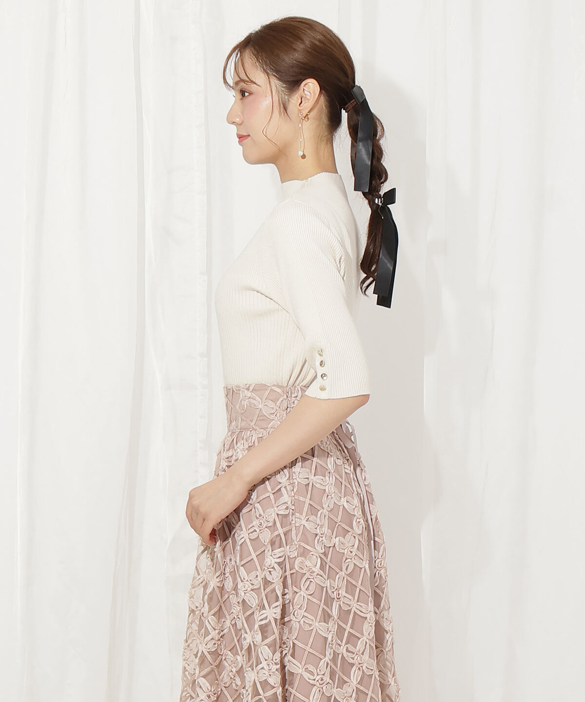 WILLSELECTION「袖口ボタンボトルネックリブニット」|ニット・セーター|