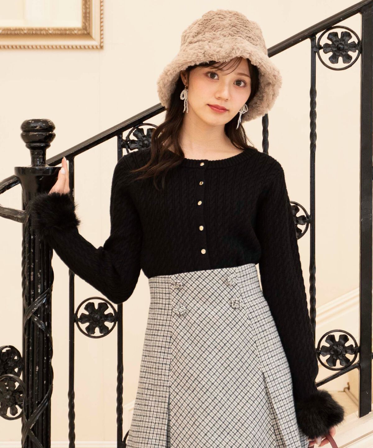 WILLSELECTION「ファーカフスケーブルカーディガン」|カーディガン|