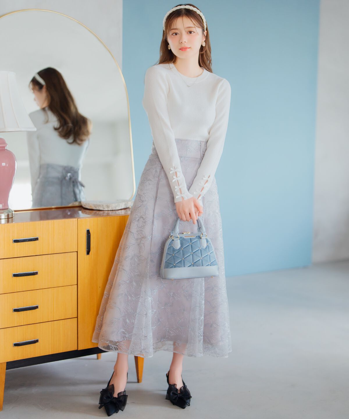 WILLSELECTION「袖リボンボトルネックニット」|ニット・セーター|