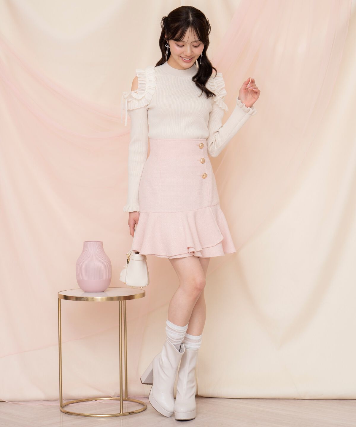 WILLSELECTION「アシメヘムツイードミニスカート」|フレア|