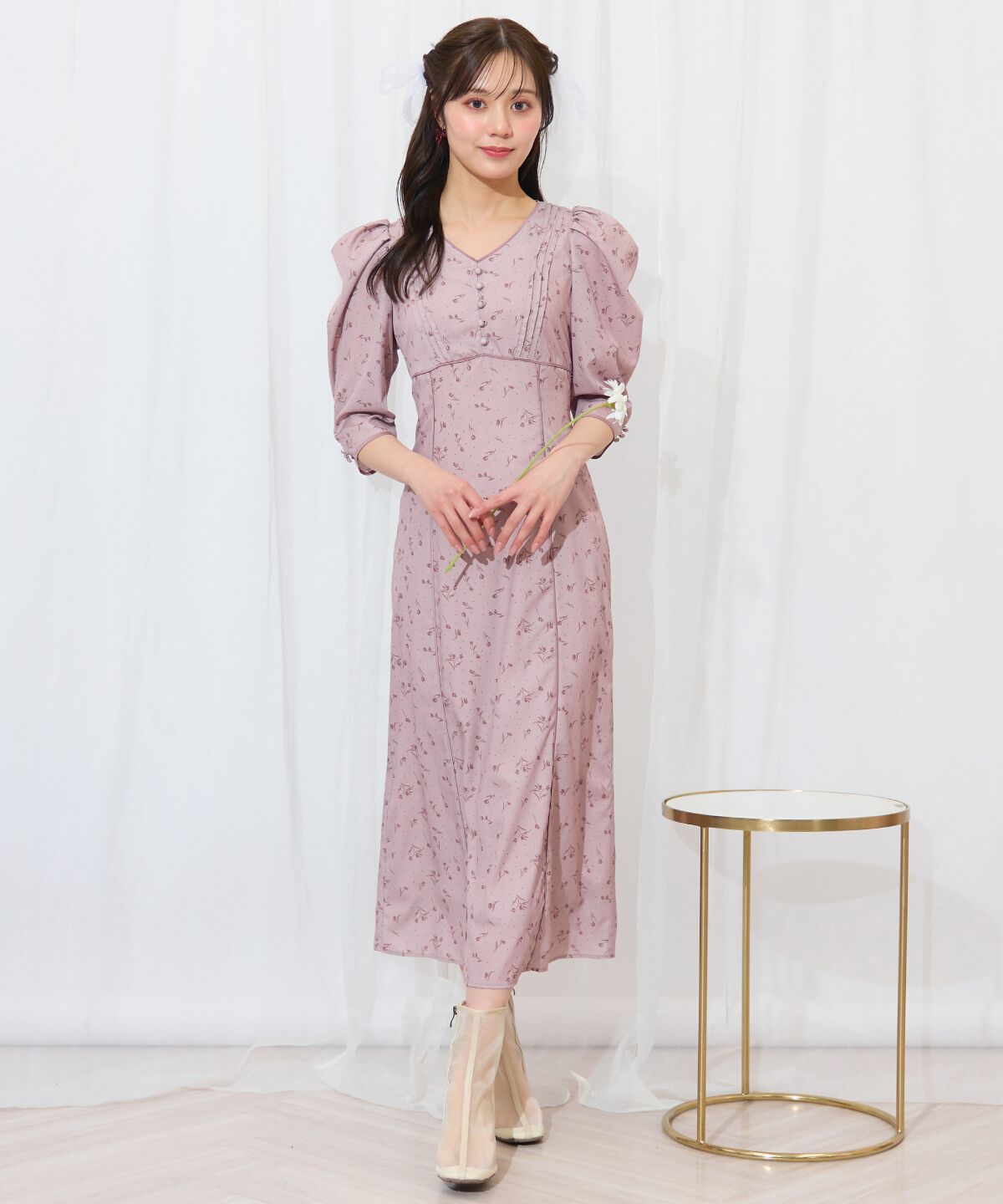 WILLSELECTION「フラワードットパイピングフレアワンピース」|ワンピース|