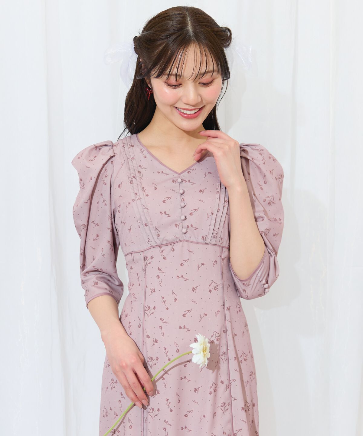 WILLSELECTION「フラワードットパイピングフレアワンピース」|ワンピース|