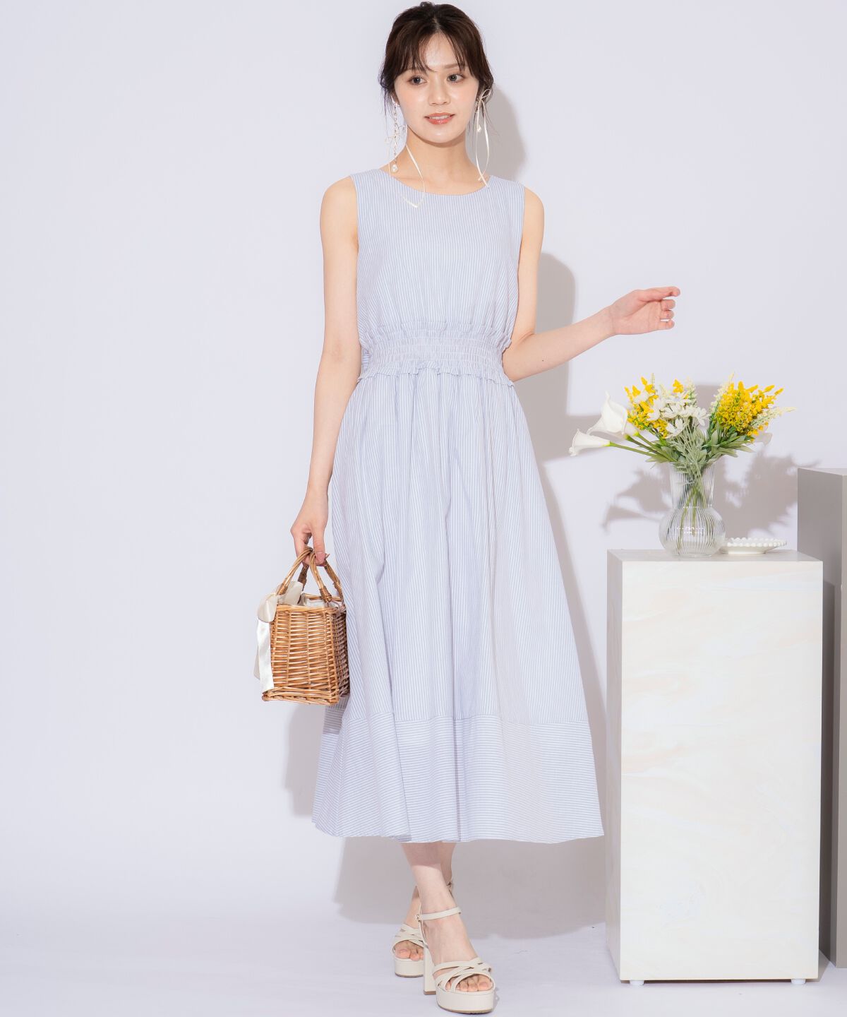 WILLSELECTION「ウエストシャーリングストライプワンピース」|ワンピース|