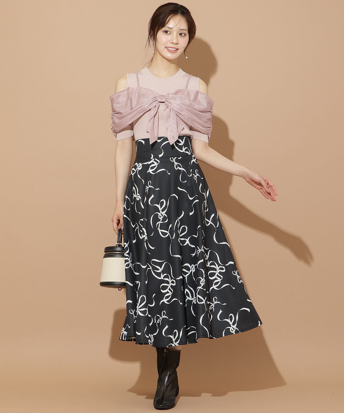 WILLSELECTION「リボンプリントフレアスカート」|フレア|