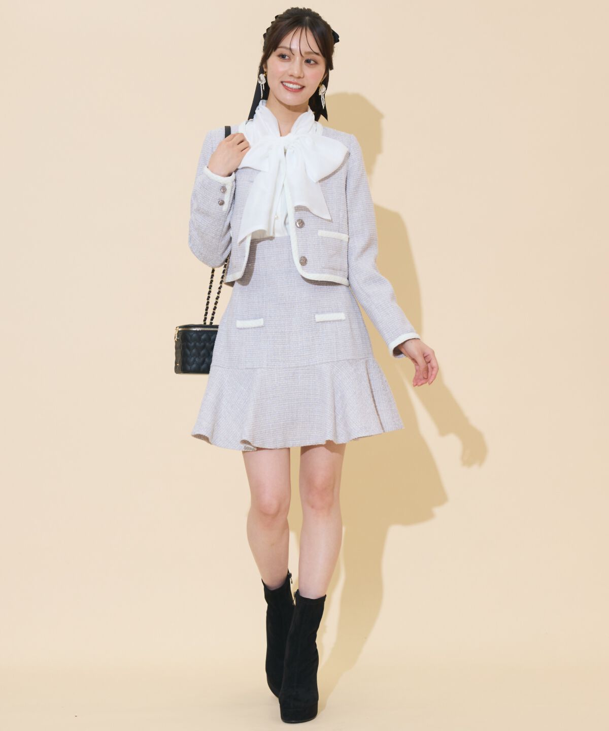 WILLSELECTION「ブレードデザインツイードミニスカート」|フレア|