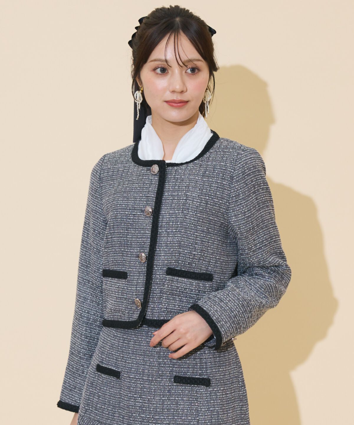 WILLSELECTION「ブレードデザインノーカラーツイードジャケット」|ノーカラージャケット|