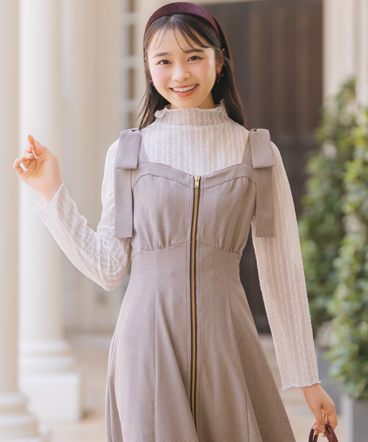 WILLSELECTION「ショルダーリボンフロントZIPワンピース」|ワンピース|