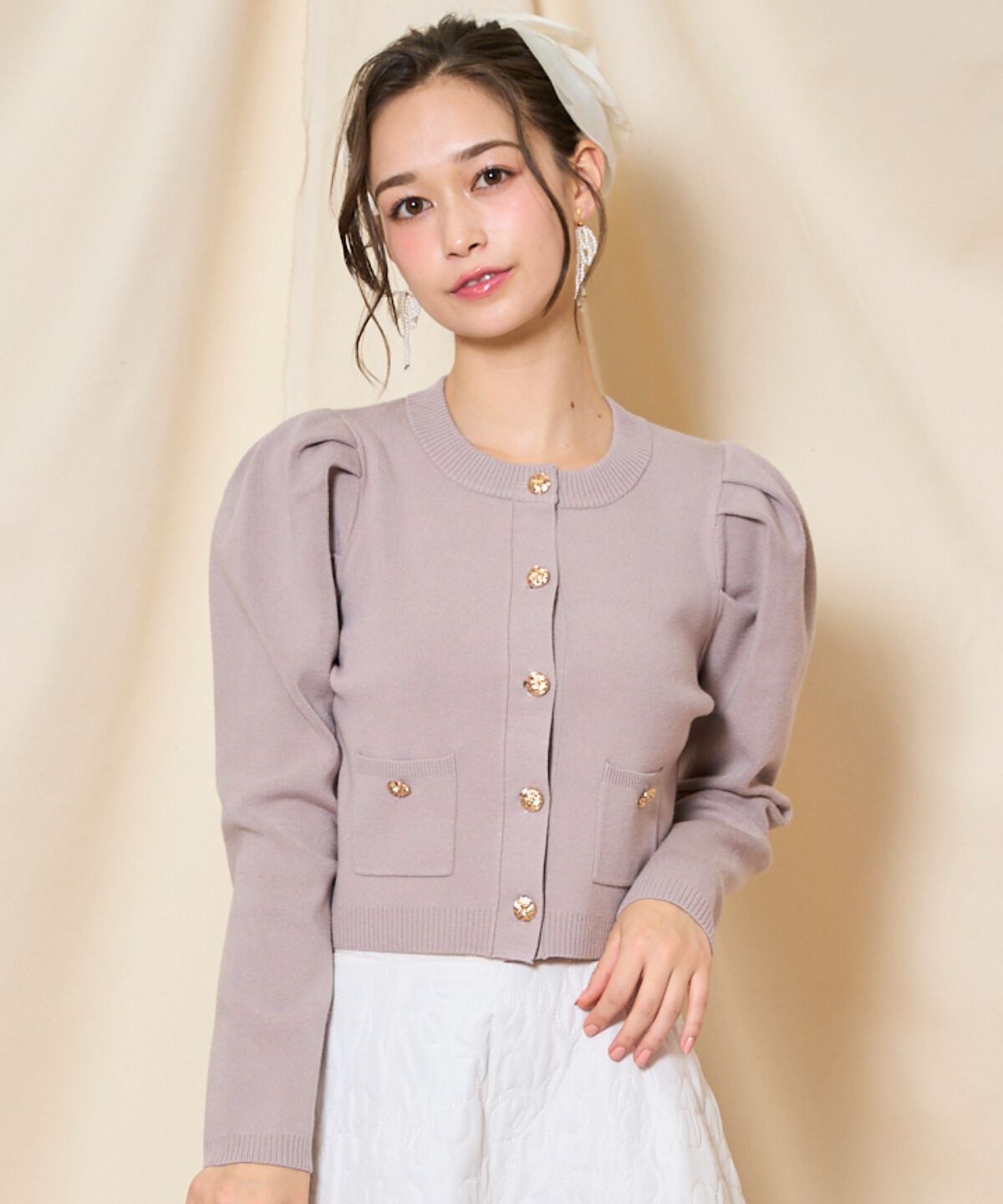 WILLSELECTION「タックスリーブニットカーディガン」|カーディガン|ピンク