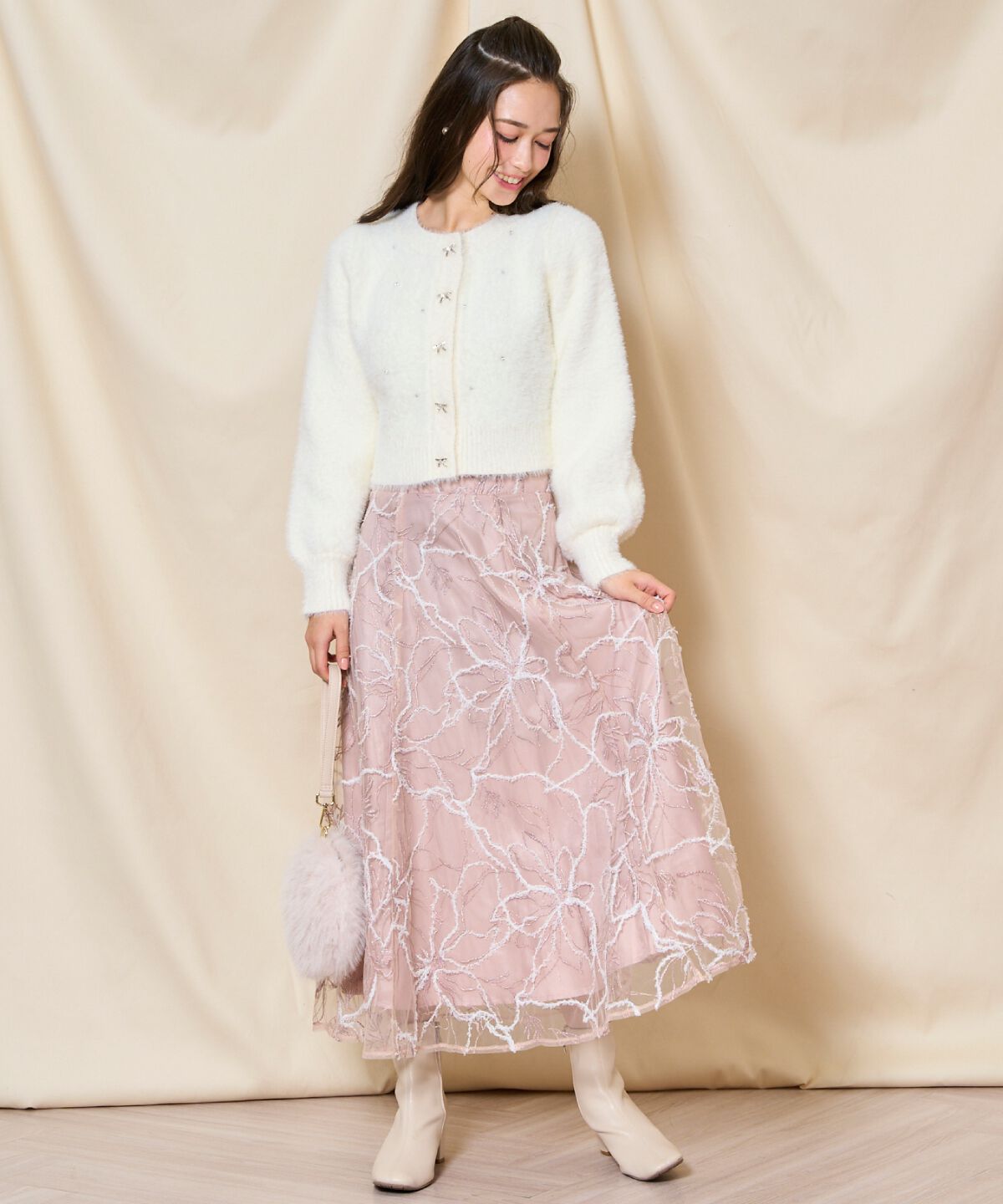 WILLSELECTION「ラメ刺繍チュールフレアスカート」|フレア|