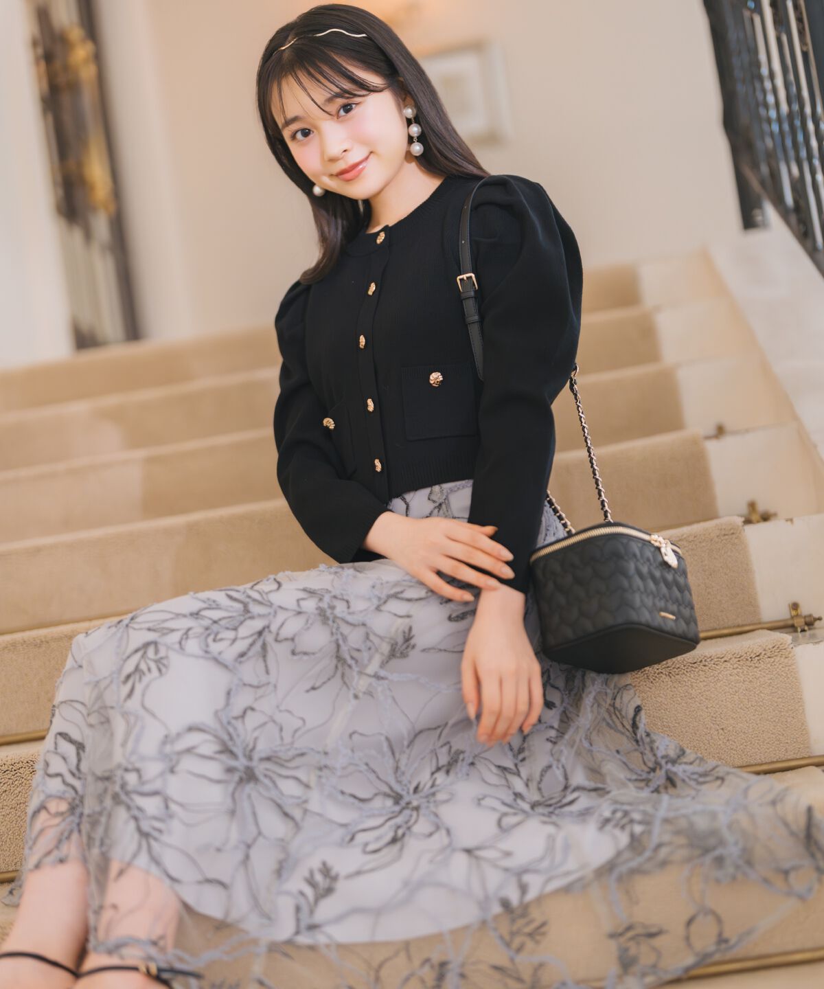 WILLSELECTION「ラメ刺繍チュールフレアスカート」|フレア|