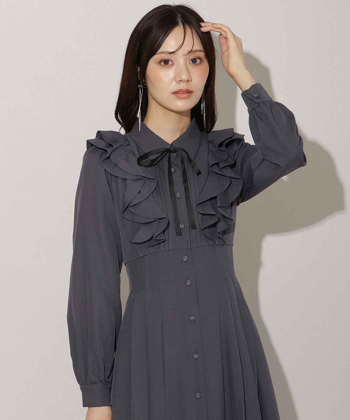 WILLSELECTION「ナローリボンフリルシャツワンピース」|ワンピース|