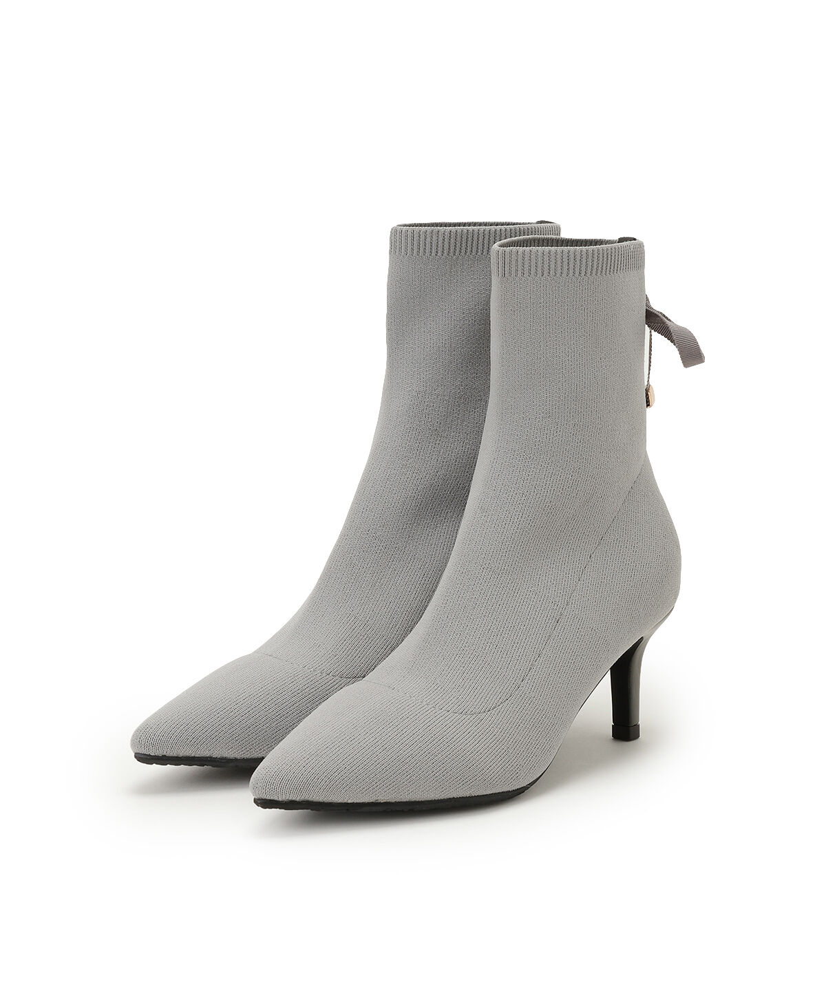 WILLSELECTION「レースアップリボンソックスブーツ」|ショートブーツ|グレー