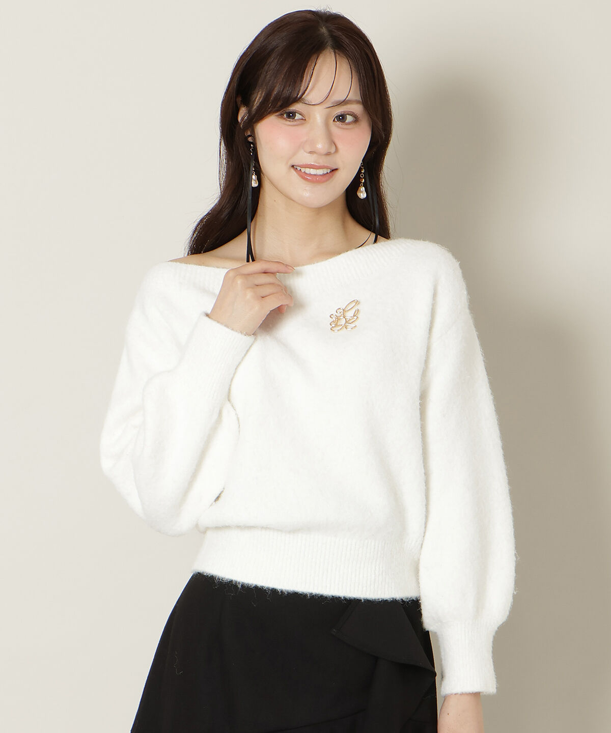 WILLSELECTION「ブローチ付きオフショルニット」|ニット・セーター|